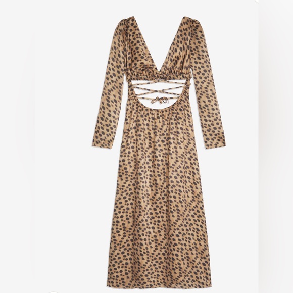 Brown Cut Out Leopard Satin Dress by WeWoreWhat - Picture 7 of 7